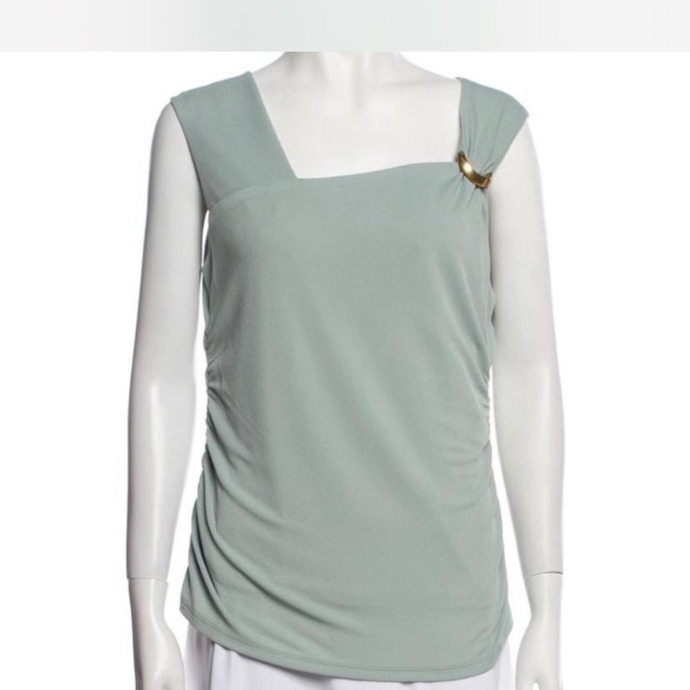 Elegant Sage Green Donna Karan asymmetrical Women's Top NWT